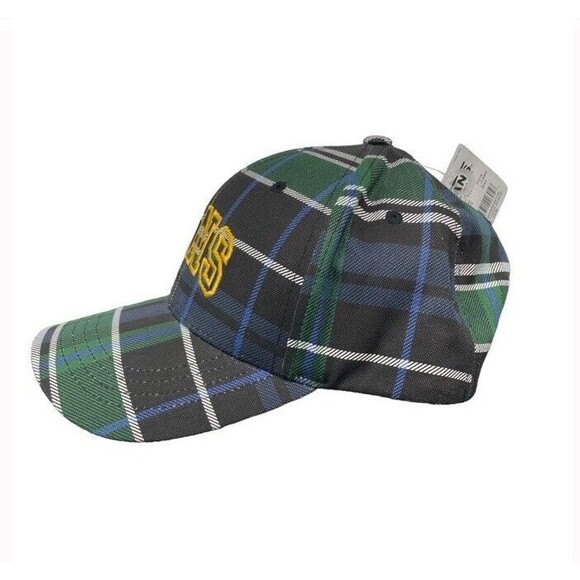 Vans Logo Structured Jockey Hat 6-Panel Green Plaid Unisex OS Curved Bill NWT - Picture 2 of 8